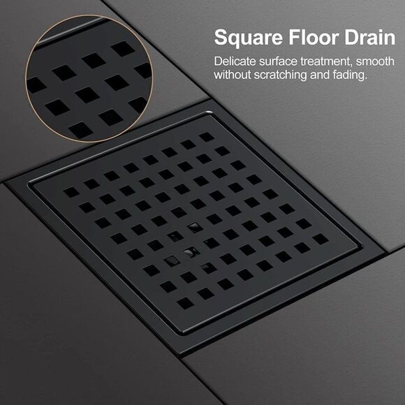 4INCH Stainless Steel Square Shower Drain with Flange-Shower Floor Drain - Picture 1 of 8
